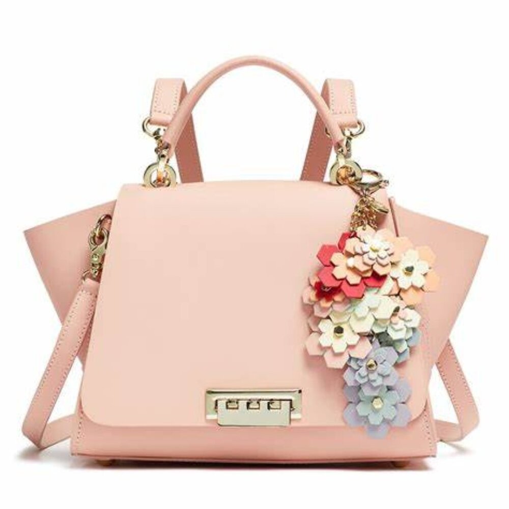 🌸 Pink Zac Posen | ZAC Eartha Iconic Top Handle Bag | Pink Floral Charm | Rare!